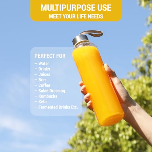 novelinks 27 OZ Plastic Water Bottles Reusable Water Bottles with Airtight Juice Bottle with Stainless Steel Lids for Eco-Friendly Travel Drinks and Beverages,8 Pack