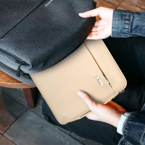 Voova Laptop Sleeve Case 15.6 16 Inch with Handle, 360° Protective Waterproof Slim Computer Bag Cover Compatible with MacBook Pro M2/M3/M4 16, HP Acer Lenovo Yoga ThinkPad Asus Laptop, Beige - color: Apricot, size: 15.6-16 Inch