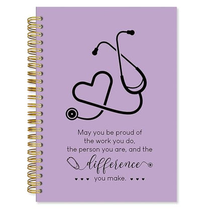 Fewgb Purple Nurse Spiral Notebook Gifts, RN Appreciation Thank You Gifts for Nurses Week Hardcover Lined Notebooks Journal for Office Work, Nursing School Student Future Nurse Notebook A5 5.5x8.3 - color: nurse-purple