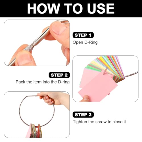 Dunzoom 8 Pack 6 Inch Loose Leaf Binder Rings Large Book Metal D-Shaped Rings with Nickel Plated Steel for Index Cards Keychain Washi Tape Receipts Memos Files DIY Photos Craft Supplies - size: 6 Inch