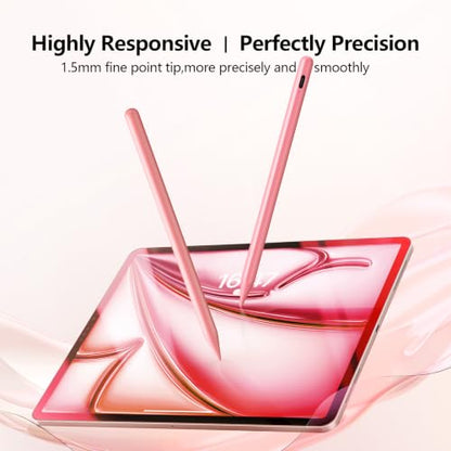 Stylus Pen for iPad 6th-11th Generation-2X Fast Charge Active Pencil Compatible with 2018-2026 Apple iPad Pro 11"/12.9"/M4, iPad Air 3/4/5/M2/M3/M4,iPad mini 5/6/7 Gen-Pink - color: Pink
