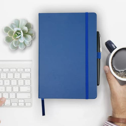 RICCO BELLO Lined Journal Notebook, Royal Blue, 5.7 x 8.4-Inches | Faux Leather Hardcover, Pen Holder, College Ruled, 96 Sheets / 192 Pages, For Work & Notes - color: Royal Blue