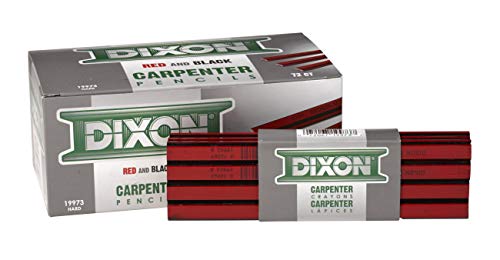 DIXON Industrial Carpenter Pencils, Hard Graphite Core, Red/Black, 7", 12-Pack (19973) - style: Hard