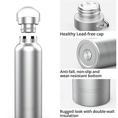 Triple Tree 34OZ Vacuum Insulated Stainless Steel Water Bottle, Double Wall Wide Mouth Lids Keeps beverage Hot or Cold Sweat Proof - color: Insulated, size: 34 Ounces