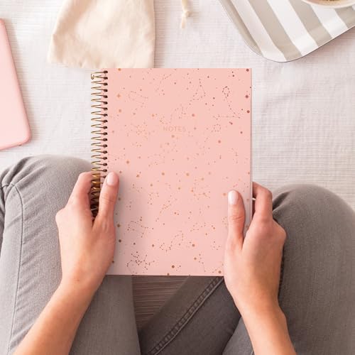 Miquelrius M Fashion 4 Subject Spiral Notebook, Lined A5-8.25" x 5.87" 120 Sheets White Heavyweight Paper, Subjects Separated by color, 2 Hole Punched, Micro-Perforated, Constellations Design