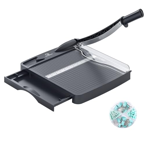 12 Inch Heavy Duty Paper Cutter, 12-16 Sheets Capacity Guillotine Paper Cutter & Paper Trimmer, Paper Cutting Board for Classroom, Crafting, Cardstock Gray - color: Gray