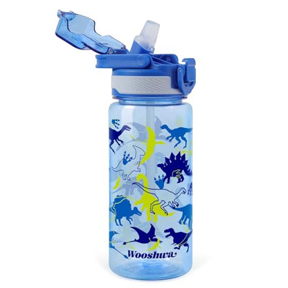 Kids Water Bottle for School, 20 Oz Plastic Straw Water Bottle with Silicone Spout and Leakproof Cover, Dishwasher Safe (Dinosaur) - color: Dinosaur, size: 20 Ounces