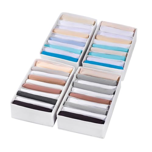 4 Packs T-shirt Drawer Organizers for Clothing,10 Grids Compartment Wardrobe Storage Box, Clothes Organizer for Folded Clothes, T-shirt, Legging, Silk Scarve-White - color: White, size: 10 GRIDS-SMALL SIZE