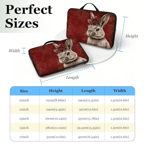 10" Laptop Sleeve with Handle, Retro Rose Rabbit Water‑Resistant Tabet Carrying Case for 11 inch iPad 2025/11" iPad Air M3/ 11" iPad Pro M5 M4/ 11" Galaxy Tab S9 S8 / Lenovo Tab M11 - color: Retro Rose Rabbit, size: 10-11 inch Devices