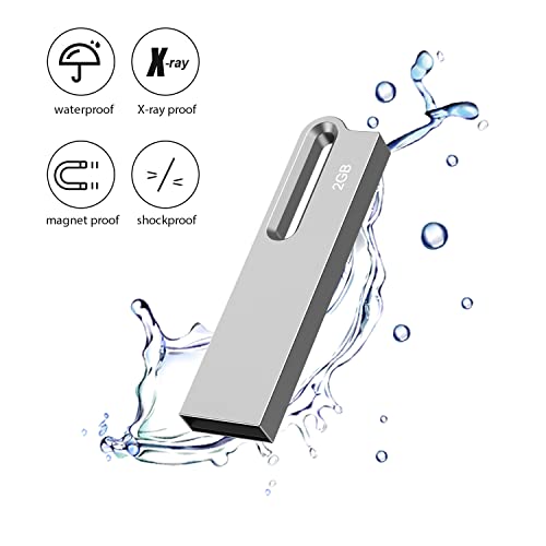 Aiibe 10 Pack 2GB Flash Drive Bulk Metal USB Flash Drives USB 2.0 Thumb Drives USB Drive with Keychain, Waterproof - Silver - color: Silver 10 Pack, size: 2GB