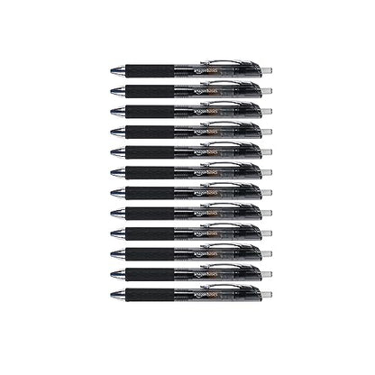 Amazon Basics Retractable Gel Pens, Fine Point 0.7mm, Smooth Writing, Black, No Smudge, School and Office Supplies, 12-Pack - color: Black