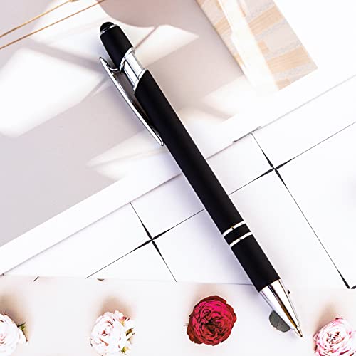 PASISIBICK 12 Pieces Ballpoint Pen with Stylus Tip, 2 in 1 Stylus Stylish Pen, Premium Metal Stylus Pen for Touch Screens, Black Ink, 1.0 mm Medium Point.(Pack of 12) - color: 12 Pcs Stylus Pens-2