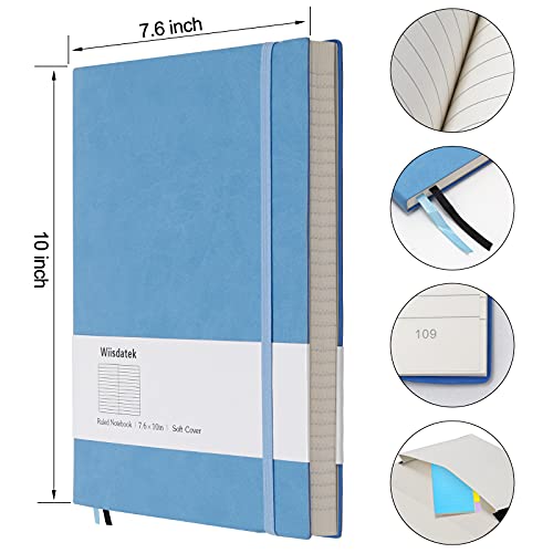 B5 College Ruled Notebooks - 2 Pack B5 Large Journal Notebooks with 376 Numbered Pages,100gsm Thick Lined Paper,Soft PU Leather Cover,7.6 X 10 inch(BLUE) - color: Blue