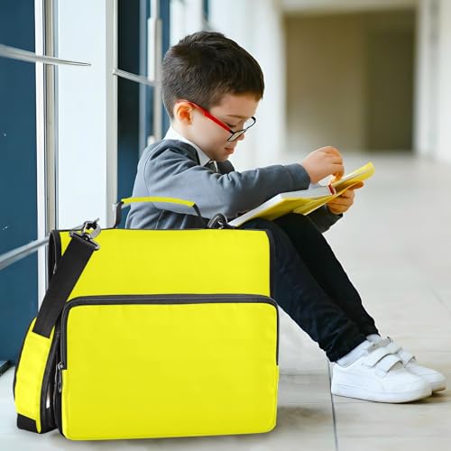 1.5-Inch 3-Rings Zipper Binder with Strap Includes Zip Pocket Documents Files Storage Bag for School/Office Bright Yellow - color: Bright Yellow