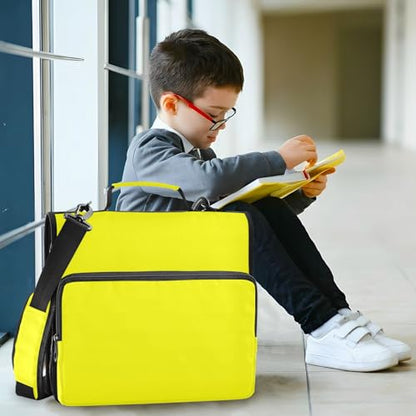 1.5-Inch 3-Rings Zipper Binder with Strap Includes Zip Pocket Documents Files Storage Bag for School/Office Bright Yellow - color: Bright Yellow