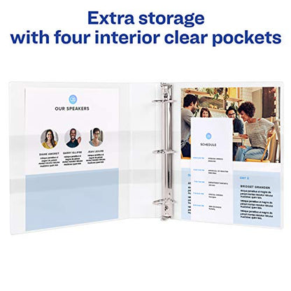 Avery Standard View 3 Ring Binders, 1.5" Round Rings, 275-Sheet Capacity, 2.1 Inch Wide Spine, White Binders, Ideal for Lightweight Organization and Occasional Referencing (4-Pack of 19201) - size: 1.5"