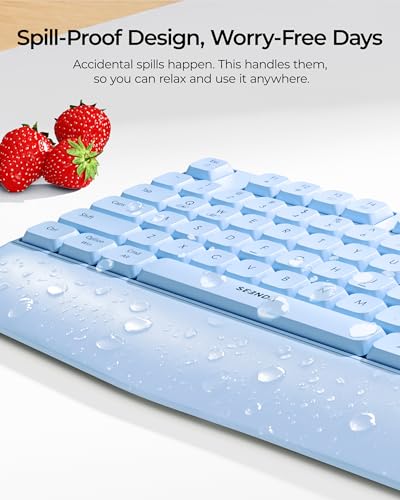 seenda Wireless Bluetooth Keyboard Mouse Combo, Ergonomic Keyboard with Wrist Rest, Silent Mouse, USB & Bluetooth Multi-Device, Full-Size Compatible for Windows PC Laptop Mac MacBook, Blue - color: Blue