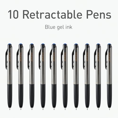 Pentonic G-RT Retractable Gel Pens, 10 Count, Blue Ink, 0.7 mm Fine Point, Smooth Writing For Journaling, Note Taking, Office & School (1002361) - color: Blue, size: 1 Count (Pack of 10)