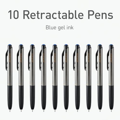 Pentonic G-RT Retractable Gel Pens, 10 Count, Blue Ink, 0.7 mm Fine Point, Smooth Writing For Journaling, Note Taking, Office & School (1002361) - color: Blue, size: 1 Count (Pack of 10)