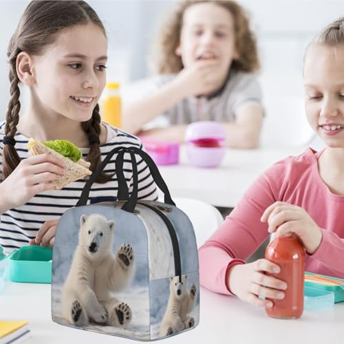 Baby Polar Bear Lunch Box - Insulated Lunch Bags for Kids Boys Girls Reusable Lunch Tote Bags, Perfect for School/Camping/Hiking/Picnic/Beach/Travel - color: Baby Polar Bear