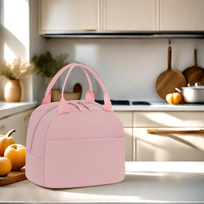 LEDAOU Kids Lunch Bag for Girls, Insulated School Lunch Box, Lightweight | Insulated interior, lightweight design, front pocket, smooth dual zippers, ideal for school and travel - color: Pink