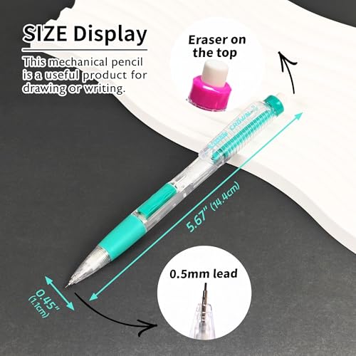 BAZIC Crown 0.5mm Mechanical Pencil (3/Pack) | fine point, click-advance, refillable, Eraser under cap, fine writing, notes, tests - size: 3 Count (Pack of 1)