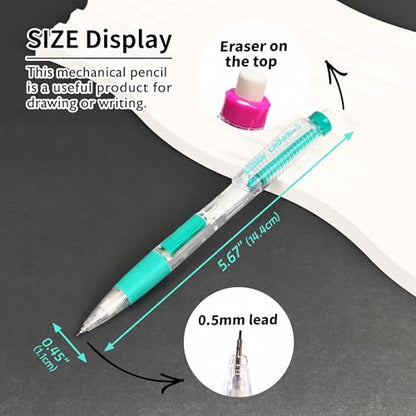 BAZIC PRODUCTS Crown Dazzle 0.5 mm Mechanical Pencils, HB Lead, 2-Pack | fine point, click-advance, refillable, Eraser under cap, fine writing, notes, tests - size: 2-Pack