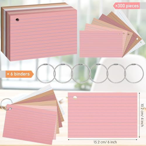 Epakh 300 Pieces Lined Index Cards 180 GSM Thick Flash Cards with Rings Notecards Punched Back to School for Studying Adults Home College Office(4 x 6 Inch,Yellow Series) - color: Yellow Series, size: 4 x 6 Inch