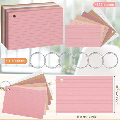 Epakh 300 Pieces Lined Index Cards 180 GSM Thick Flash Cards with Rings Notecards Punched Back to School for Studying Adults Home College Office(4 x 6 Inch,Yellow Series) - color: Yellow Series, size: 4 x 6 Inch