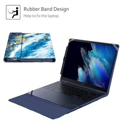 Fintie 15.6 Inch Samsung Galaxy Book 360 PU Leather Sleeve Case with Pocket | Fits for Chromebook Plus XE550XGAA, Book4 NP960XGK, Book3 NP750QFG, Book2 Pro NP950XED, Magnetic Closure, Sandywave - color: SandyWave