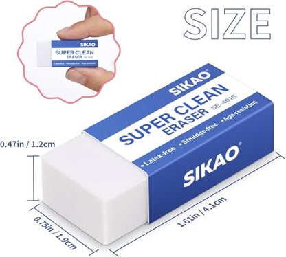 White Erasers, 60 Pack Block Pencil Erasers | Soft Non-Smudge Art Erasers Bulk for Pencils, Artists & School | Gentle on Paper, Clean Removal for Notes & Sketching - style: 60 Pack