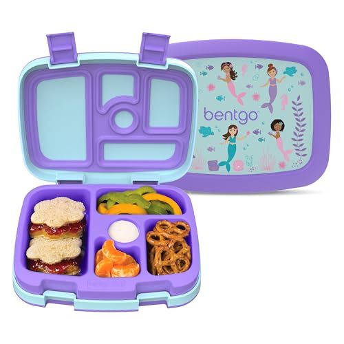 Bentgo Kids Prints Leak-Proof, 5-Compartment Bento-Style Kids Lunch Box - Ideal Portion Sizes for Ages 3-7, Durable, Drop-Proof, Dishwasher Safe, & PFAS & BPA-Free Materials (Mermaids in the Sea) - color: Mermaids in the Sea