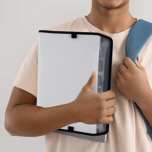 Five Star 7 Pocket Expanding File Organizer + Study App, Plastic Expandable File Folders with Customizable Tabs & Clear Cover, Holds 11" x 8-1/2", Zipper Closure, White (72508) - size: 1 Pack