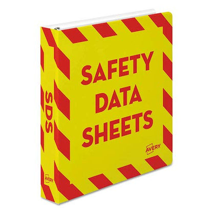 Avery Heavy-Duty Industrial SDS Binder, 1.5 One-Touch EZD Rings, 400-Sheet Capacity, Yellow/Red Border (18950) - size: 1.5", style: Heavy-Duty