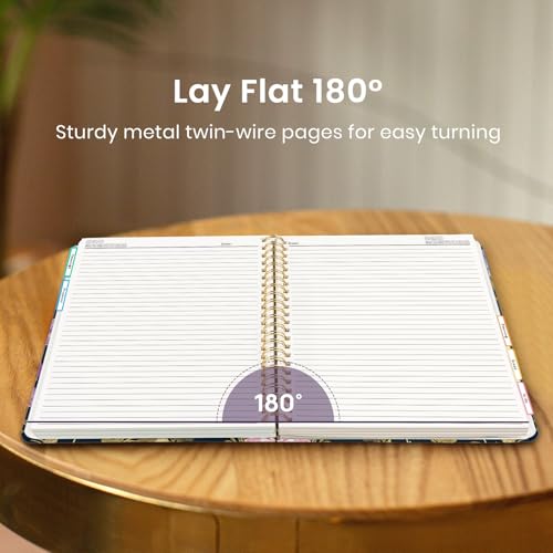 Large Spiral Lined Notebook for Work with Dividers & Tabs, 8.5"x11" Hardcover 5 Subject Notebook, College Ruled, 280 Pages, Royal Blooms - color: I - Royal Blooms