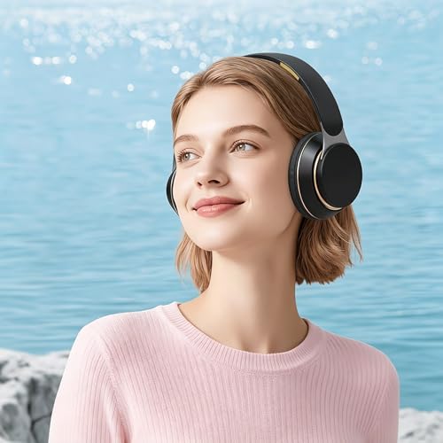 Wireless Bluetooth Headphones, Foldable Over-Ear Headphones with Microphone, Compatible with Phones, Laptops and Tablets, Suitable for School, Travel and Gaming (Black) - color: Black