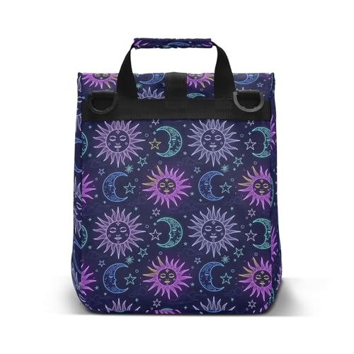 MNSRUU Insulated Lunch Bags Women Men, Moon Sun Stars Portable Reusable Thermal Meal Tote Cooler Bag Organizer, Adjustable Shoulder Strap, Handle - color: Galaxy 126