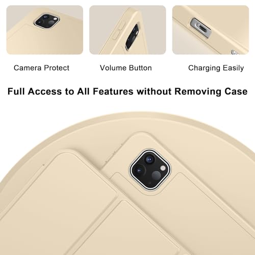 ZryXal iPad Pro 11 Inch Case (M5) 2025/ (M4) 2024 (Model: A2836/A2837/A3006), Trifold Stand Smart Cover with Pencil Holder and Soft TPU Back, Auto Wake/Sleep (Champagne Gold) - color: Champagne Gold