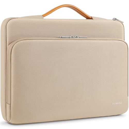 DOMISO 360 Protective Laptop Sleeve 14 inch Laptop Case with Handle Computer Carrying Case for MacBook Pro 14 inch M4 M3 M2 M1 Chip Pro,Beige - color: Beige, size: 14 inch