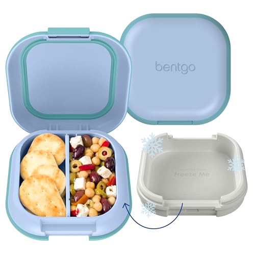 Bentgo Chill Mini Leak-Proof Lunch Box – Built-In Ice Pack Keeps Food Cold, 2.7-Cup Capacity for Snacks or a Sandwich, 3 or 4 Compartments, PFAS & BPA-Free, Ideal for Adults & Kids 3+ (Tide Blues) - color: Tide Blues