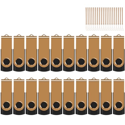 2GB 20-Pack USB Flash Drives Bulk EASTBULL USB 2.0 Thumb Drive,Gold | Swivel Pen Drive with Lanyards for Data Storage 2GB 20 Packs Bulk Thumb Drives, Gold - color: 20PCS-Gold, size: 2GB