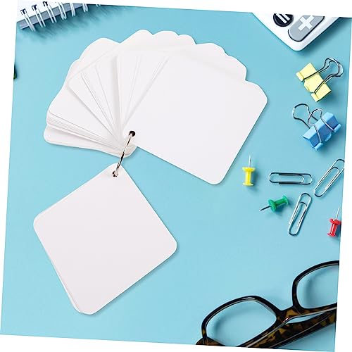 Hemoton Blank Flash Cards with Binder Rings Pre-hole Punched Notecards for Vocabulary Note Taking and Diy Projects Multipurpose Blank Cards for Study and Planning - size: 7.8X7.8X0.01CM