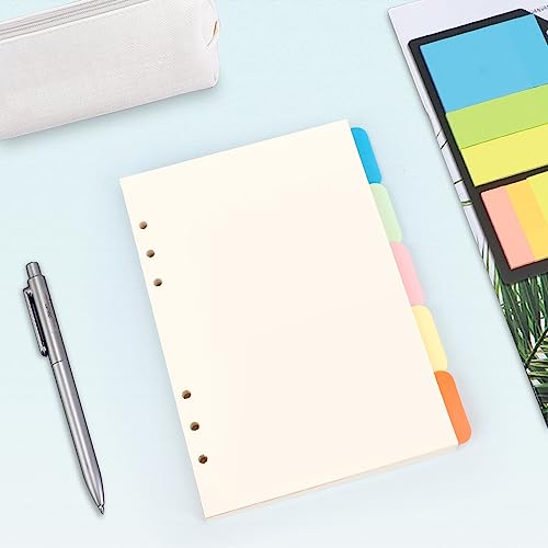Toplive A5 Refill Paper, Blank Loose Leaf Filler Inserts - 90 Sheets (180 Pages) w/5 Colorful Dividers & 1 Pack Sticky Notes, Refillable for 6 Ring Binder, Journal & Notebook - Ideal for Sketching - style: 2Pack Blank Paper+Divider+Label