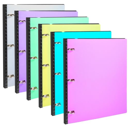 WOT I 6-Pack Telescoping 3 Ring Binder(0.75"), Expandable Flexible Binder - Patented Design for Easy Portability, Holds 8.5"x11" Paper for School, Office, Home(Assorted Pastels) - color: Pastel Assortment -No Front Cover, size: 0.75 Inch