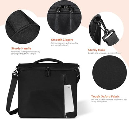 2 Inch 3 Ring Zipper Binder with 500 Sheet Capacity, 6 Tab Expanding File Folder, Multi-Pocket Design, Shoulder Strap and Handle for Middle School and Office (Black) - color: Black