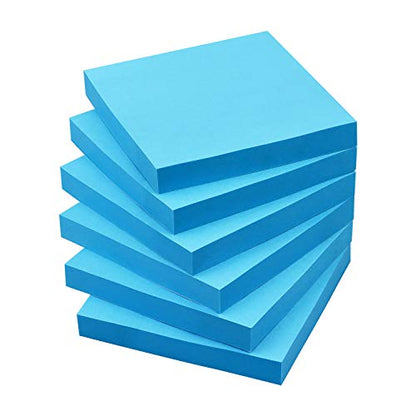 Sticky Notes 3x3 Self-Stick Notes Pads with 6 Bright Colors, Easy to Post for Office, Shool, Home, 6 Pads/Pack, 100 Sheets/Pad (Blue) - color: Blue