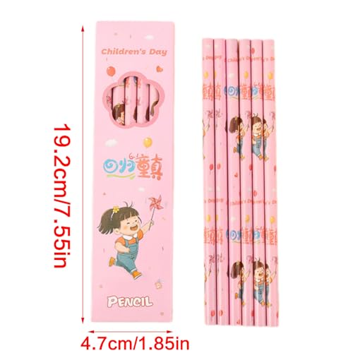6PCS Wood Pencil Cartoon Pencils Drawing for Class Reward Drawing Sketching School Supplies Ergonomic Hexagonal - color: Little Boy