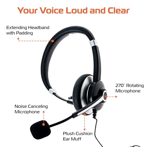 Spracht USB Wired Headphones for Work, WorkIT! Single Ear Computer Headset with Microphone, USB A & USB C Head Sets, Comfortable Wired Headphones with Microphone for Work, Online, Office - style: Single Ear