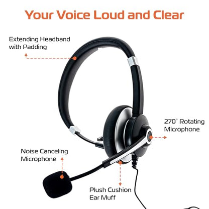 Spracht USB Wired Headphones for Work, WorkIT! Single Ear Computer Headset with Microphone, USB A & USB C Head Sets, Comfortable Wired Headphones with Microphone for Work, Online, Office - style: Single Ear