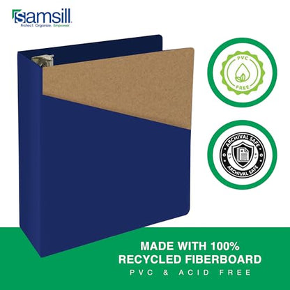 Samsill Durable 4 Inch Binder, Locking D Ring Binder, Customizable Clear View Cover, Dark Blue, Holds 775 Pages - color: Dark Blue, size: 4 Inch